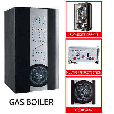 Gas que condensa la función dual de la caldera 20-24Kw del negro del agua montada en la pared de Shell Copper Heat Exchanger Hot