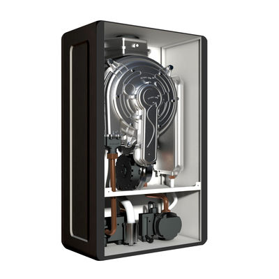 Gas que condensa la función dual de la caldera 20-24Kw del negro del agua montada en la pared de Shell Copper Heat Exchanger Hot